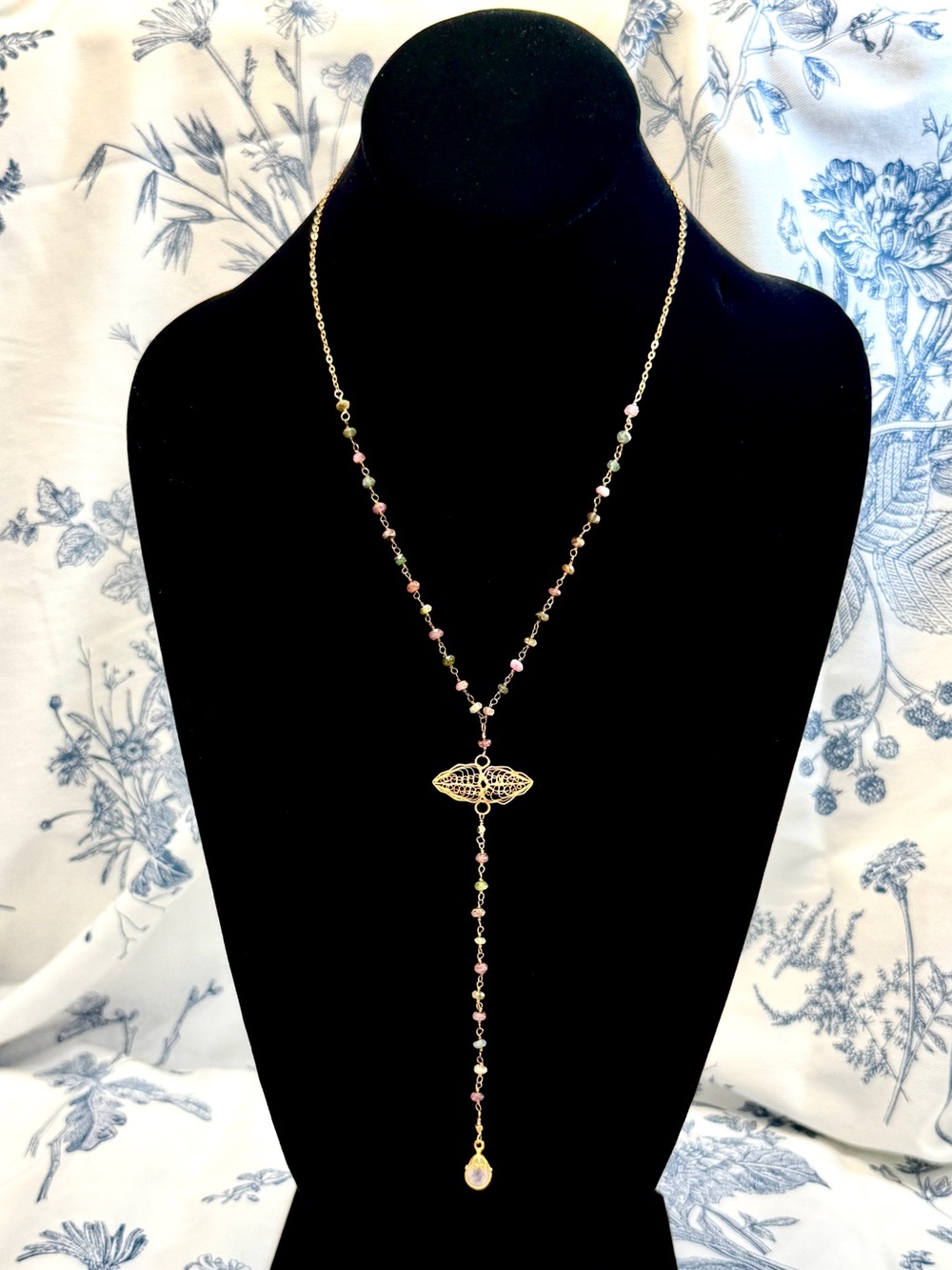 Wendy Mink Watermelon Tourmaline Rosary Y Necklace NWT - Picture 7 of 8